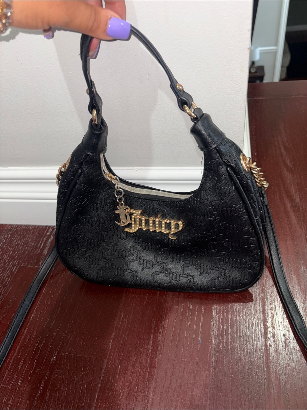 Juicy Couture Black Embossed Logo Shoulder Bag